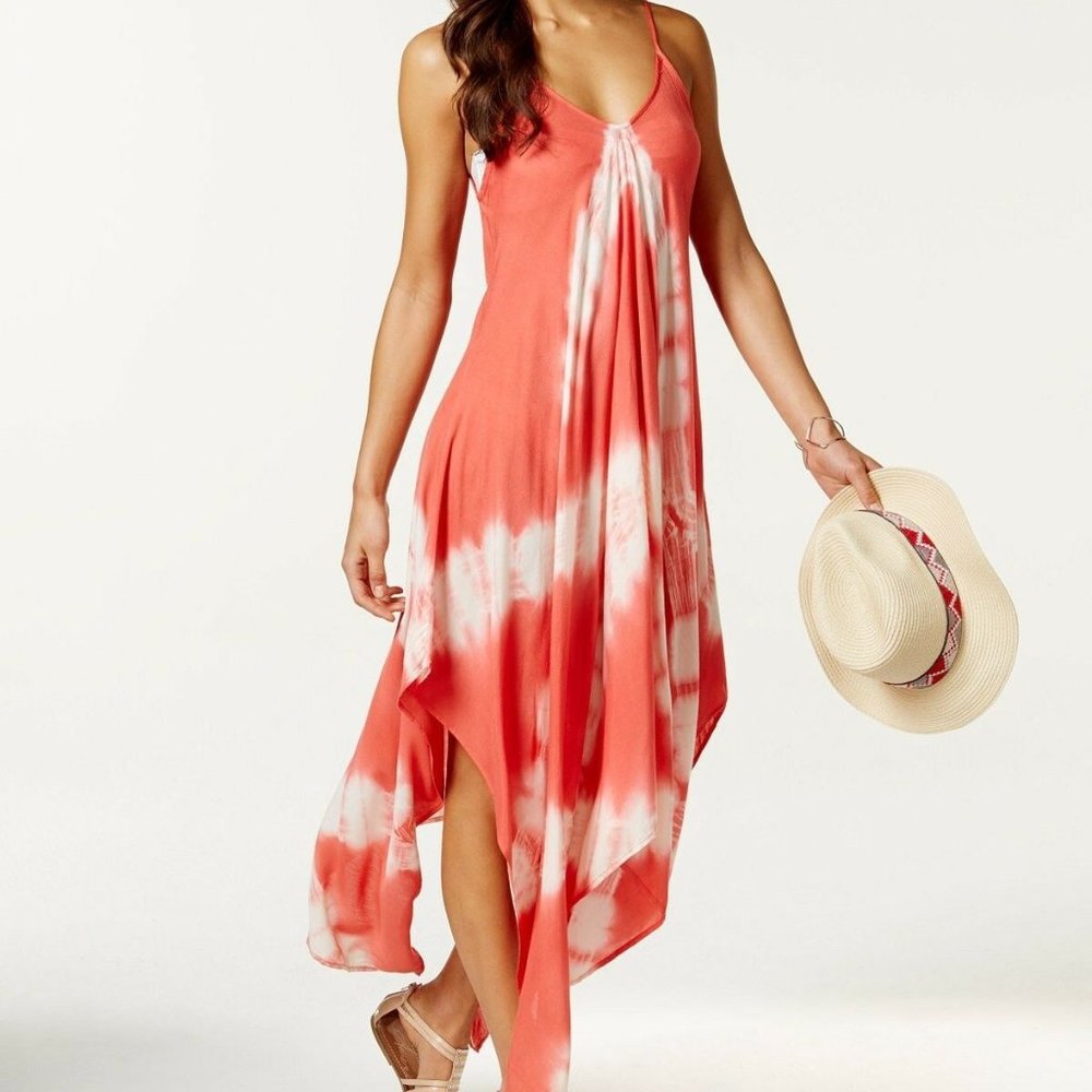 NWT Raviya Swim Swimsuit Cover Up Tie Dye Handkerchief-Hem Dress Orange